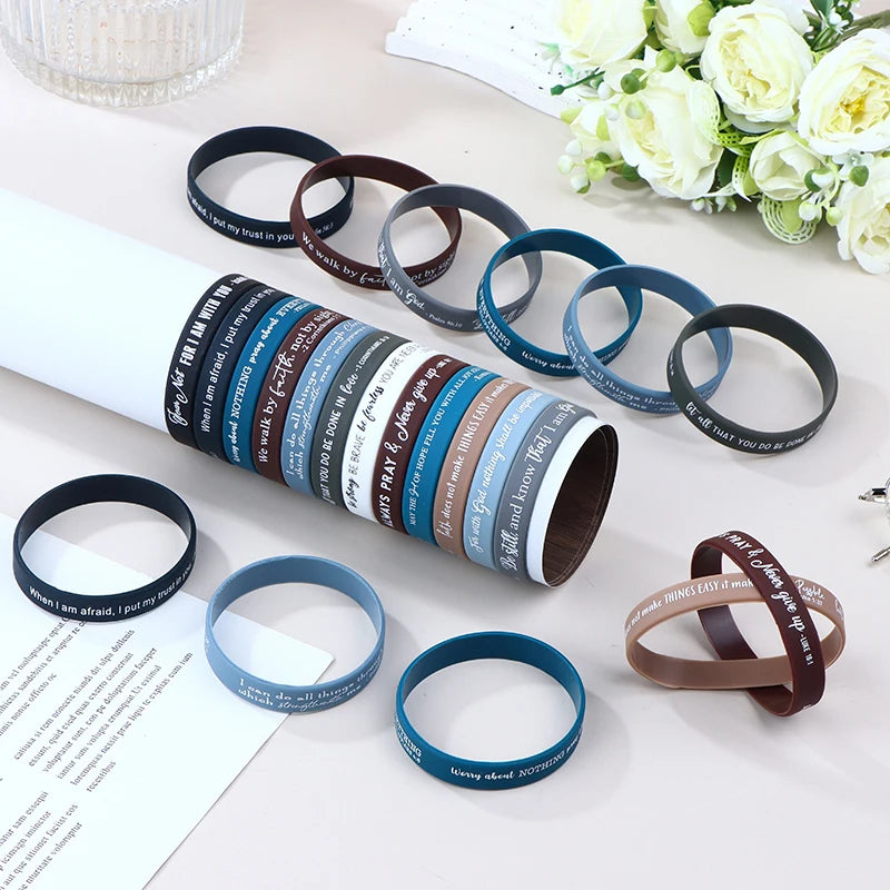 36 Pcs Religious Silicone Wristbands Bulk Bible Rubber Bracelets Colorful Inspirational Christian Silicone Wristbands