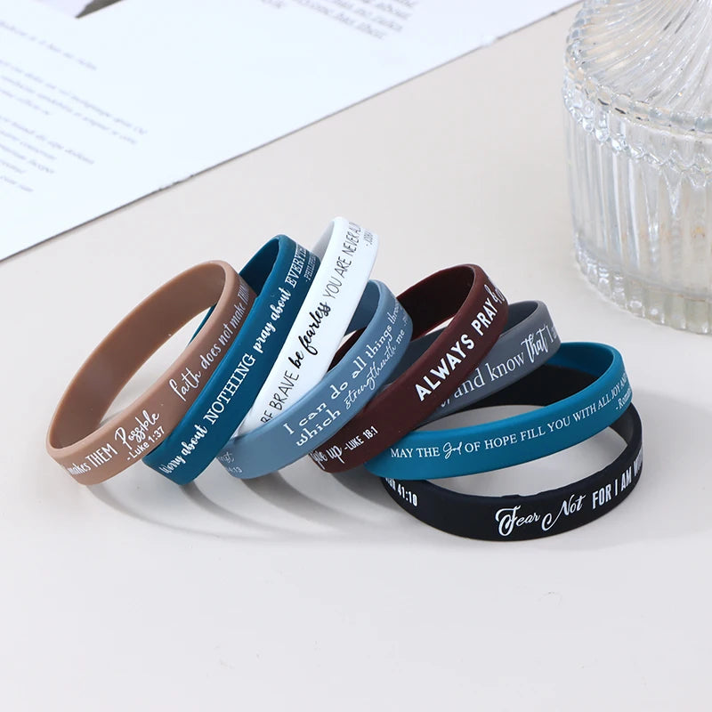 36 Pcs Religious Silicone Wristbands Bulk Bible Rubber Bracelets Colorful Inspirational Christian Silicone Wristbands