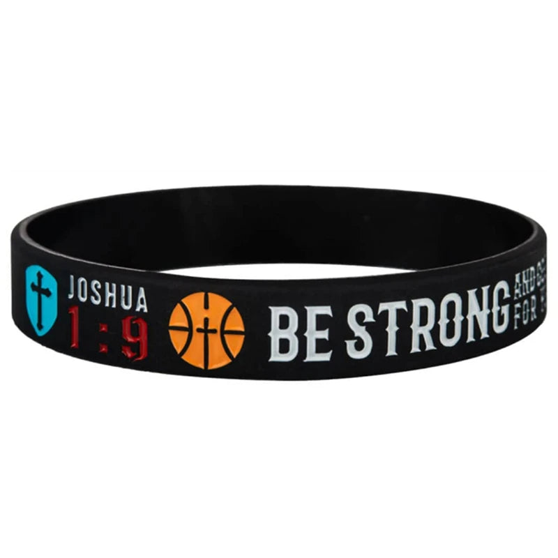 1pc/3pcs Christian Bible Verse Basketball John 316 Joshua 19 Romans 828 rubber bracelet silicone wristband