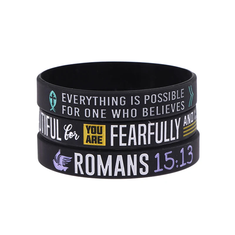 13pc Faith Believe Peace Grace Bible Christian Religious Bracelet Sport Silicone Bracelets Rubber Wristband