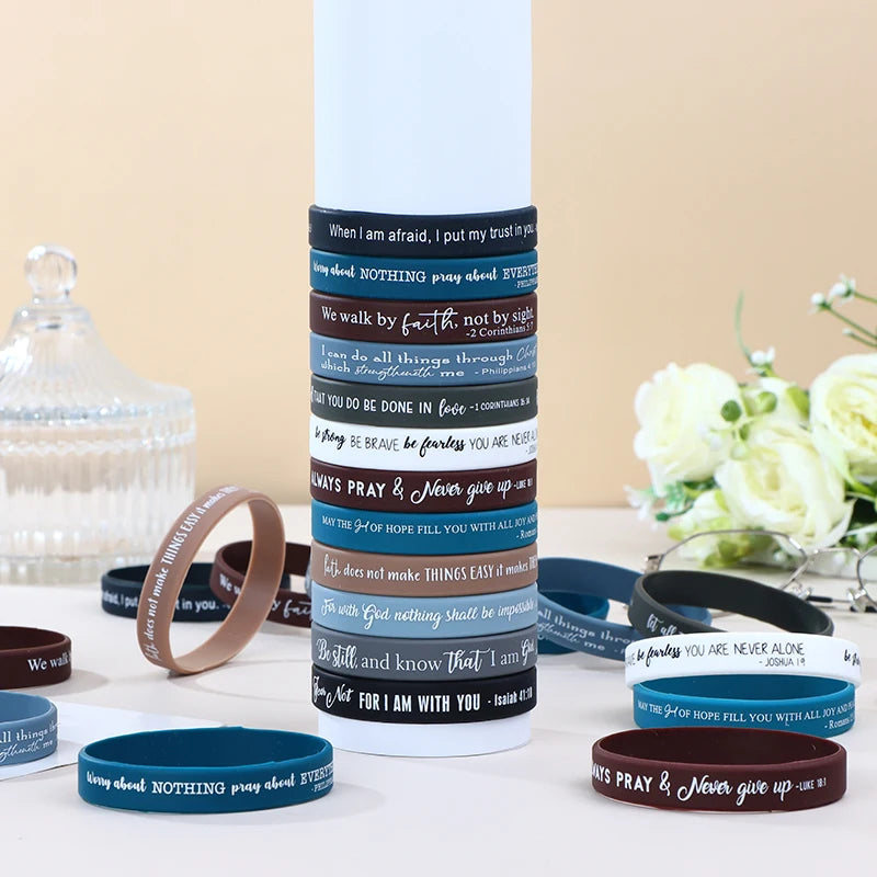 36 Pcs Religious Silicone Wristbands Bulk Bible Rubber Bracelets Colorful Inspirational Christian Silicone Wristbands