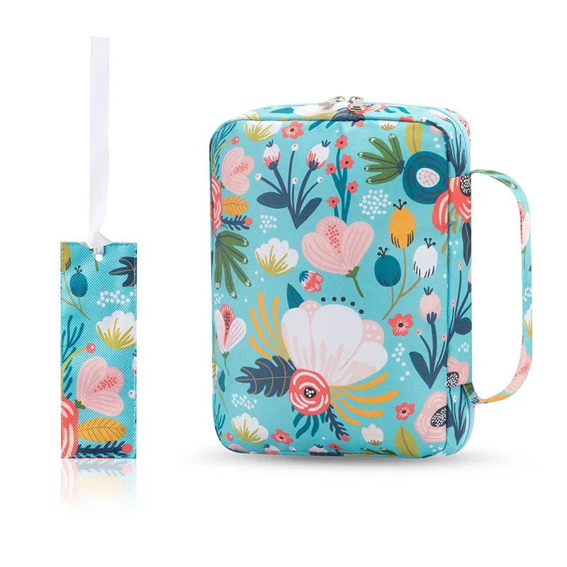 Floral Bible Cover – Women’s Carrying Case with Zipper & Pockets