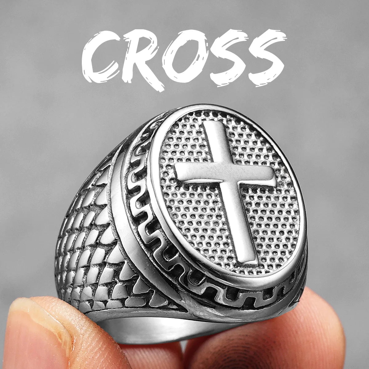 Christian Cross Ring – Black Stainless Steel Faith Jewelry