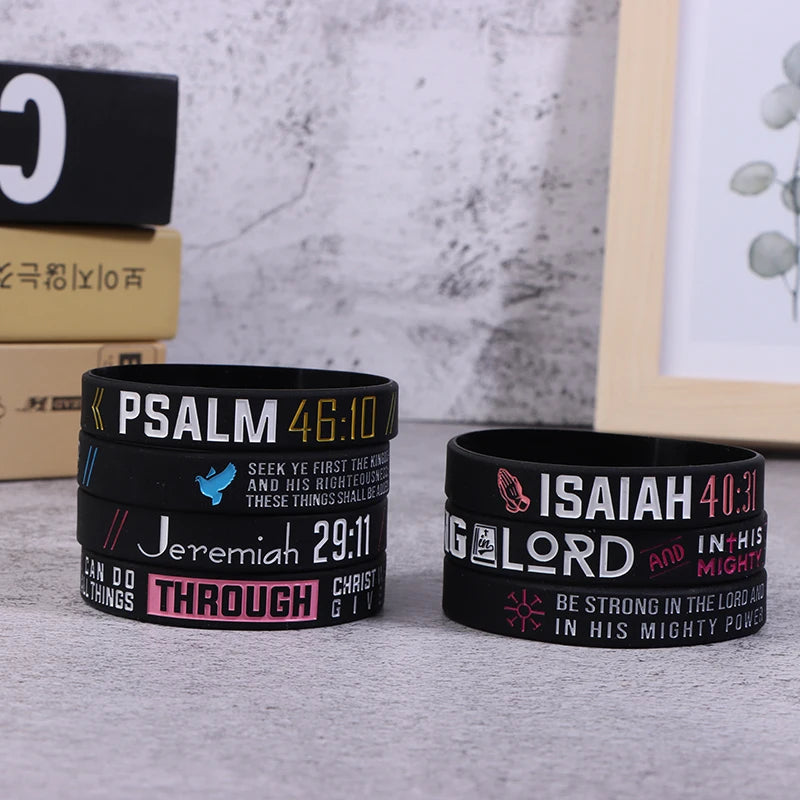 13pc Faith Believe Peace Grace Bible Christian Religious Bracelet Sport Silicone Bracelets Rubber Wristband