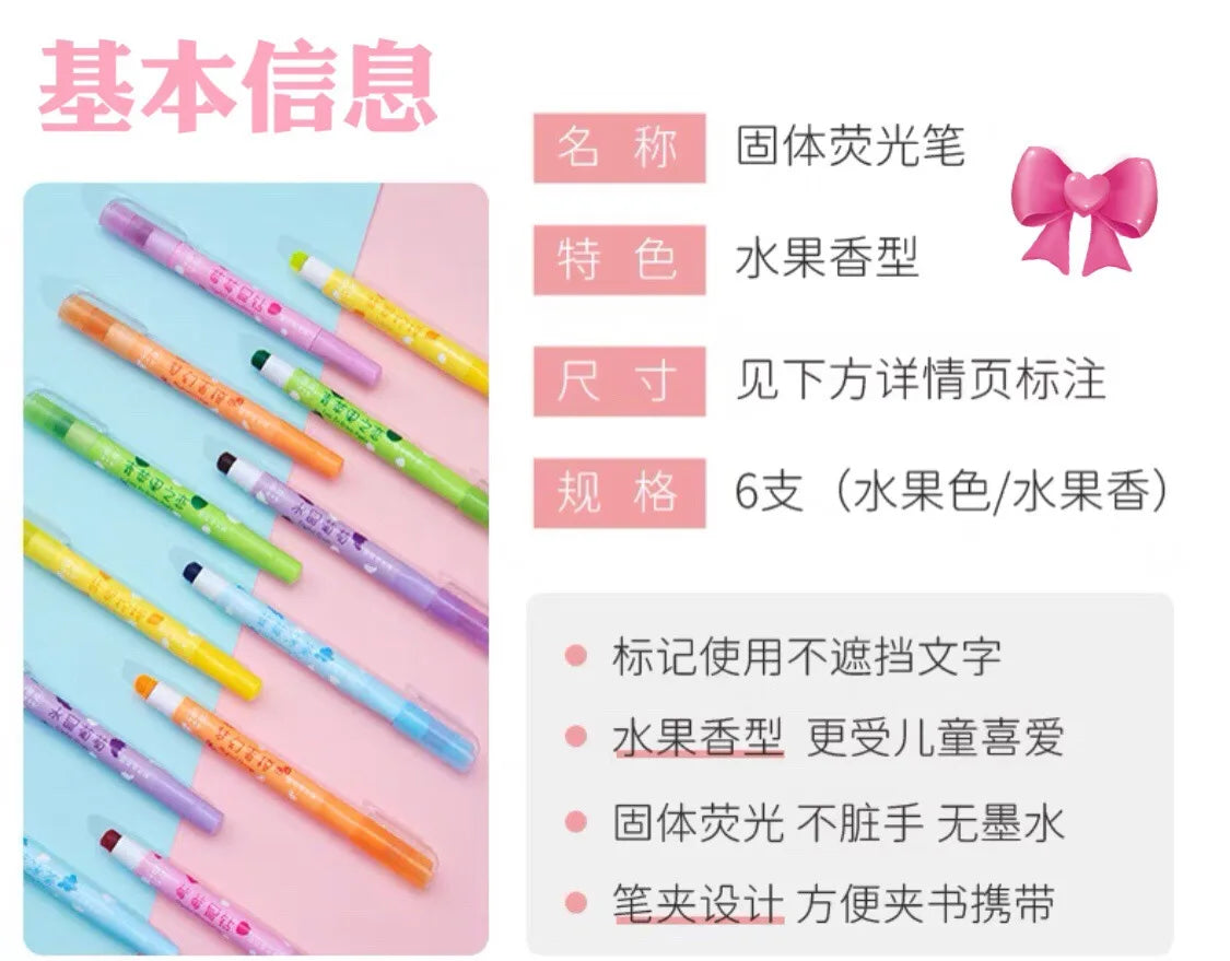 6 Colors/set Pastel Gel Highlighters Fragrance Bible Highlighters No Bleed Bible Art Markers Journaling School Supplies