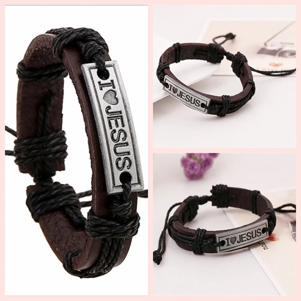 I Love Jesus – Christian Leather Wrap Bracelet