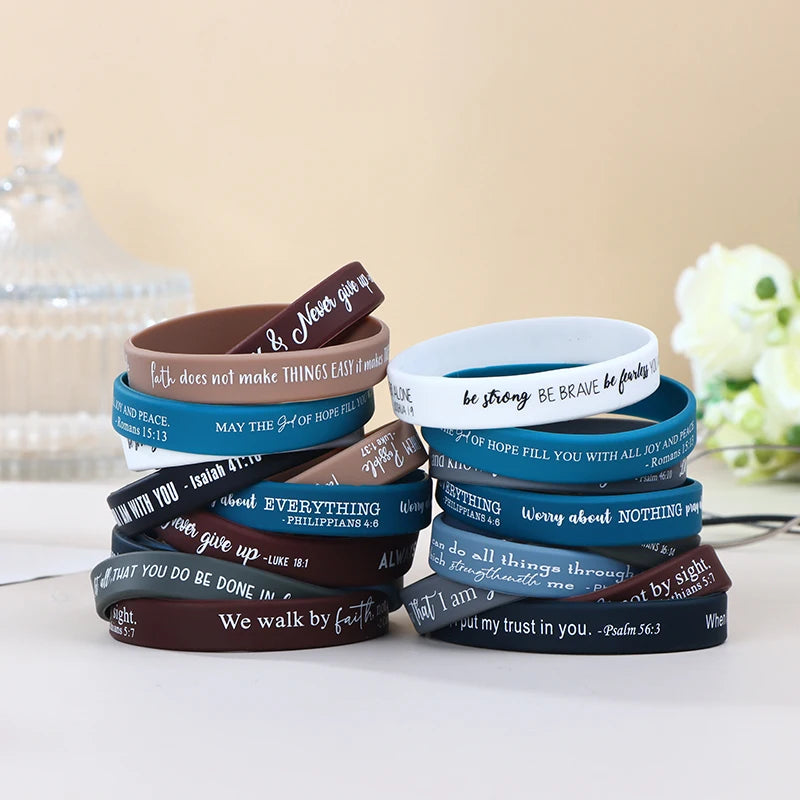 36 Pcs Religious Silicone Wristbands Bulk Bible Rubber Bracelets Colorful Inspirational Christian Silicone Wristbands