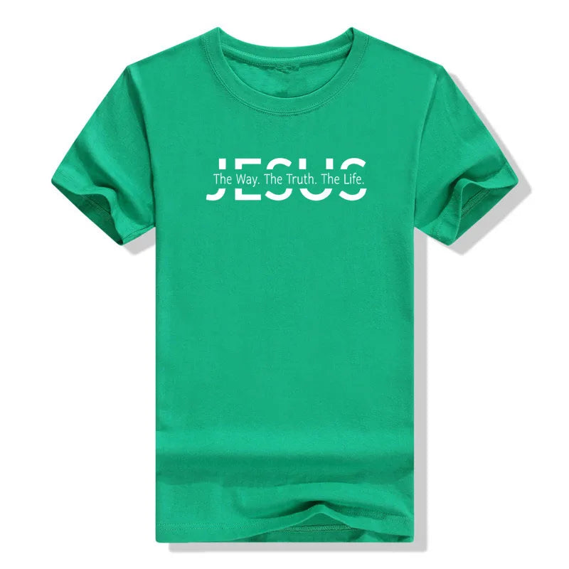 Christ Jesus The Way. The Truth. The Life Blessed Christians T-Shirt Faith Graphic Tee Casual Tops Short Sleeve Blouses Gifts