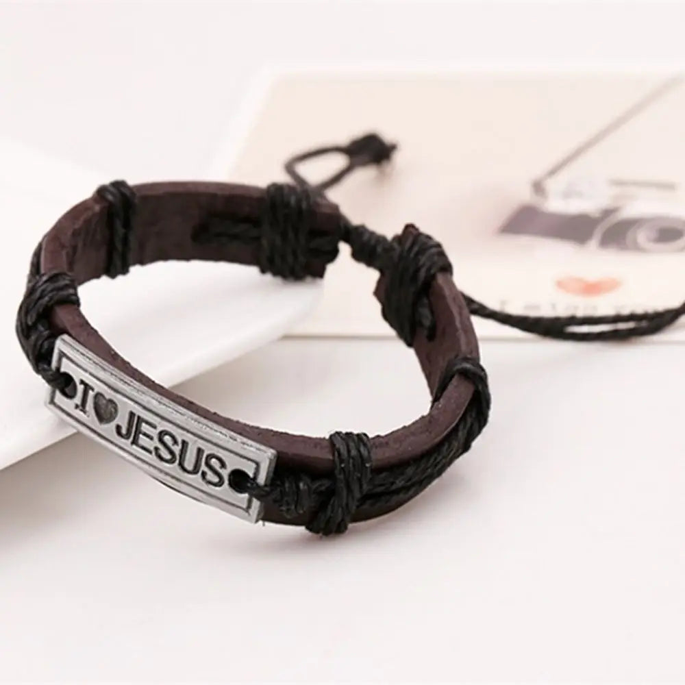 I Love Jesus – Christian Leather Wrap Bracelet