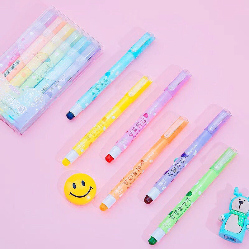 6 Colors/set Pastel Gel Highlighters Fragrance Bible Highlighters No Bleed Bible Art Markers Journaling School Supplies