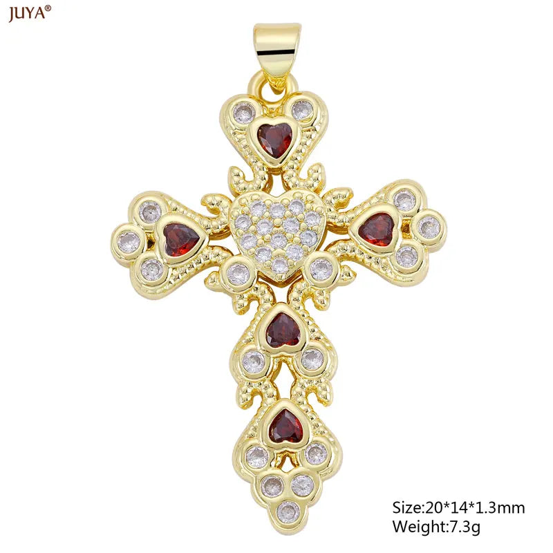 Christian Cross Charms Jesus Talisman Natural Stone Zirconia Pendant For DIY Women Necklaces Luxury Jewelry Making Accessories