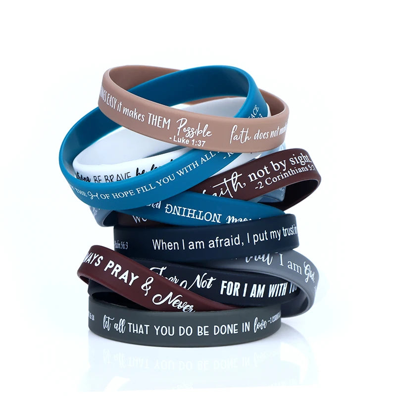 36 Pcs Religious Silicone Wristbands Bulk Bible Rubber Bracelets Colorful Inspirational Christian Silicone Wristbands