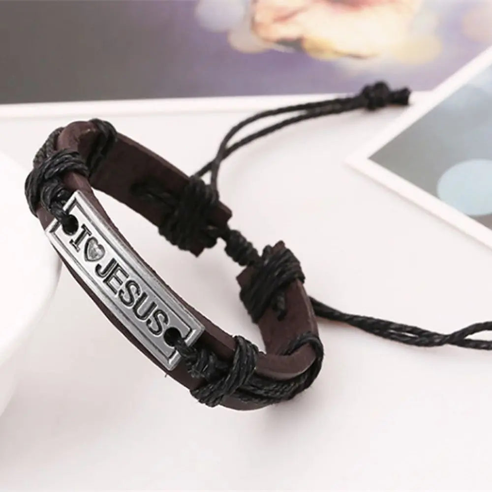 I Love Jesus – Christian Leather Wrap Bracelet
