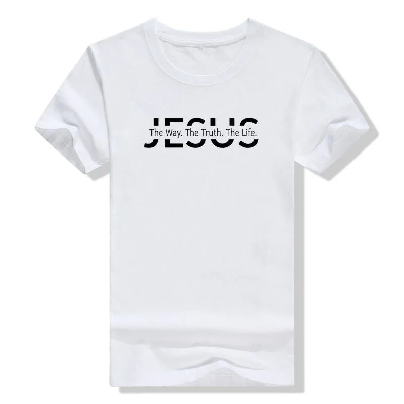 Christ Jesus The Way. The Truth. The Life Blessed Christians T-Shirt Faith Graphic Tee Casual Tops Short Sleeve Blouses Gifts