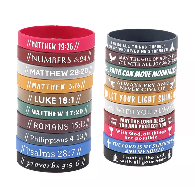 40Pcs Inspirational Bible Verse Silicone Bracelets Faith-Based Rubber Wristbands, Perfect Christian Gifts For Men, Women & Teens