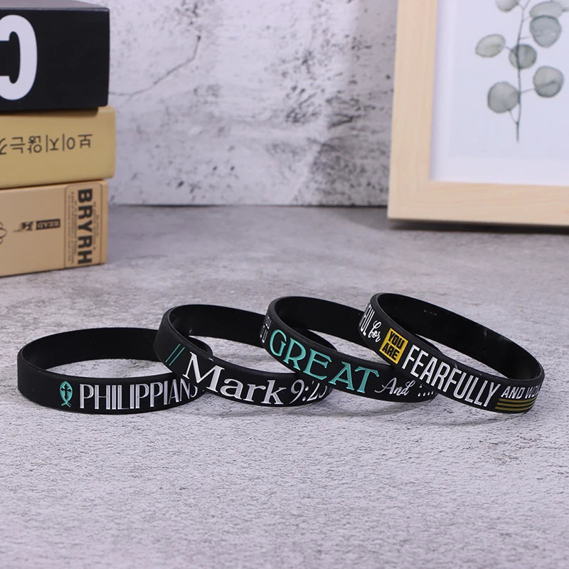 13pc Faith Believe Peace Grace Bible Christian Religious Bracelet Sport Silicone Bracelets Rubber Wristband