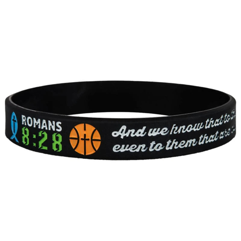 1pc/3pcs Christian Bible Verse Basketball John 316 Joshua 19 Romans 828 rubber bracelet silicone wristband