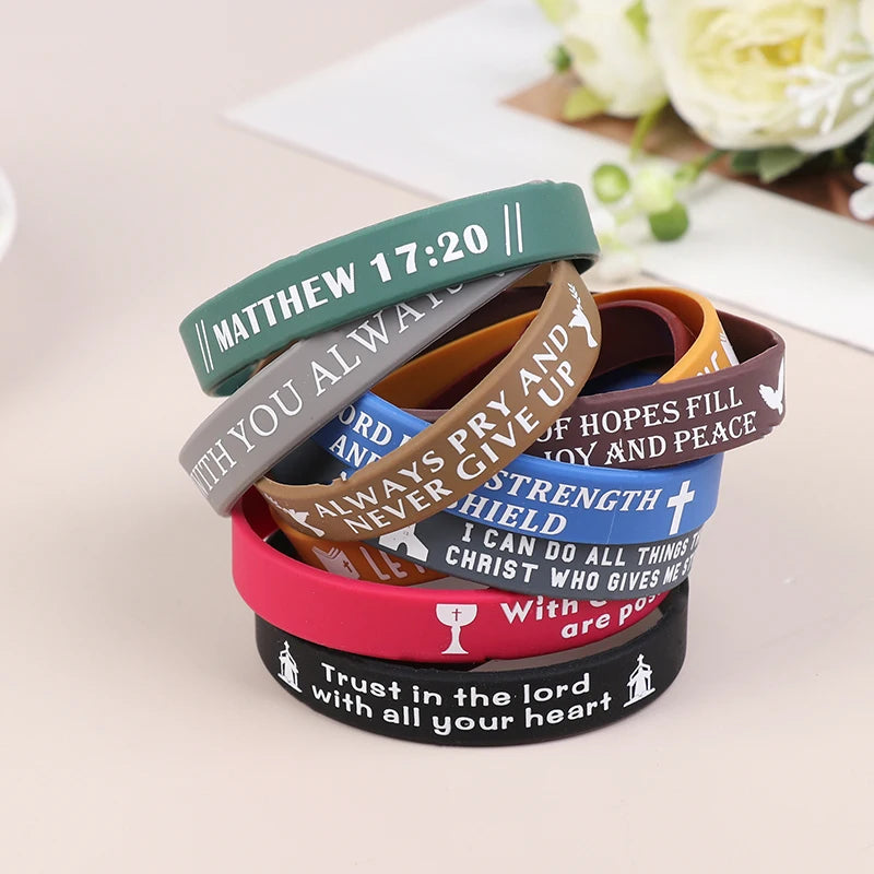 40Pcs Inspirational Bible Verse Silicone Bracelets Faith-Based Rubber Wristbands, Perfect Christian Gifts For Men, Women & Teens