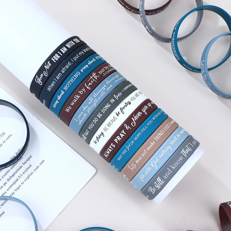 36 Pcs Religious Silicone Wristbands Bulk Bible Rubber Bracelets Colorful Inspirational Christian Silicone Wristbands