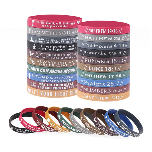 40Pcs Inspirational Bible Verse Silicone Bracelets Faith-Based Rubber Wristbands, Perfect Christian Gifts For Men, Women & Teens