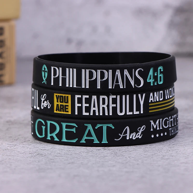 13pc Faith Believe Peace Grace Bible Christian Religious Bracelet Sport Silicone Bracelets Rubber Wristband