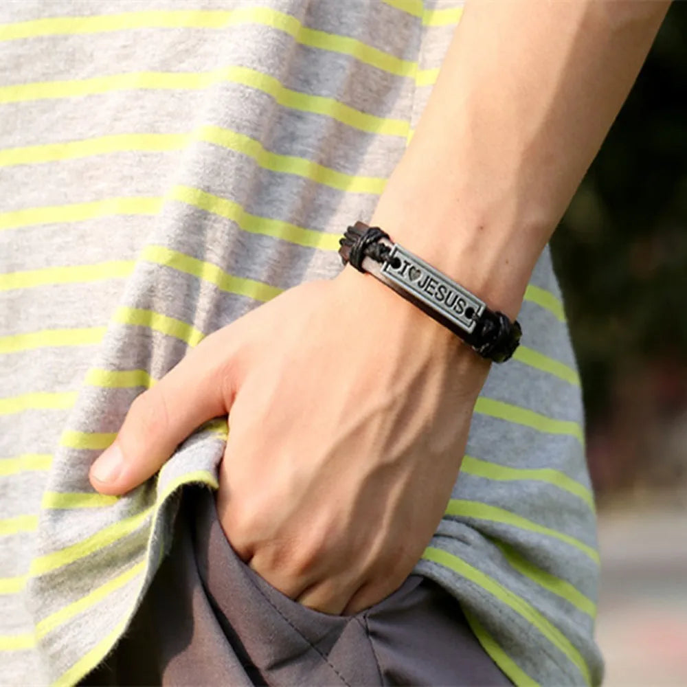 I Love Jesus – Christian Leather Wrap Bracelet
