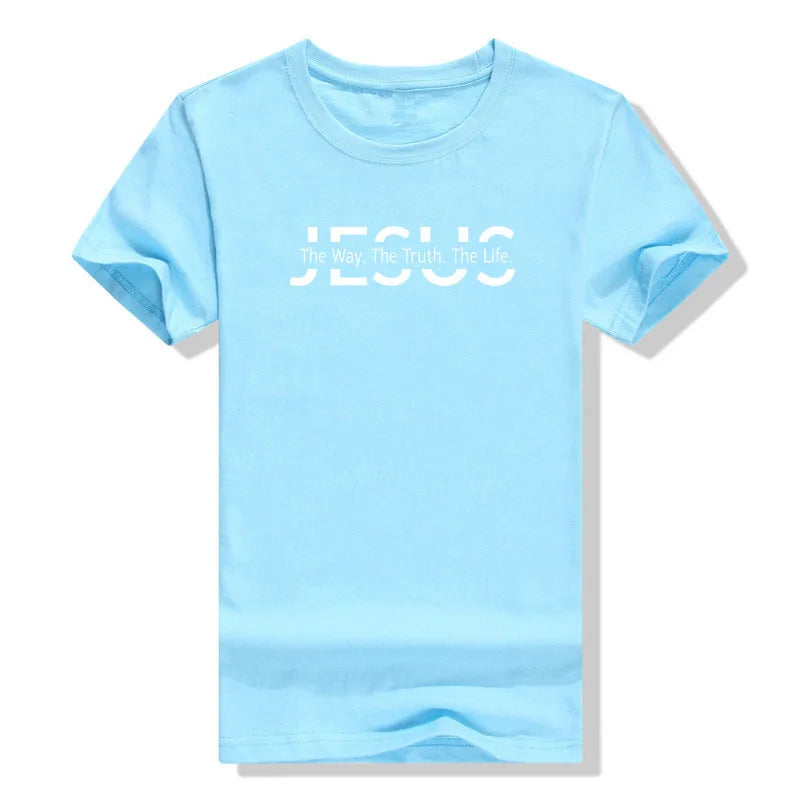 Christ Jesus The Way. The Truth. The Life Blessed Christians T-Shirt Faith Graphic Tee Casual Tops Short Sleeve Blouses Gifts