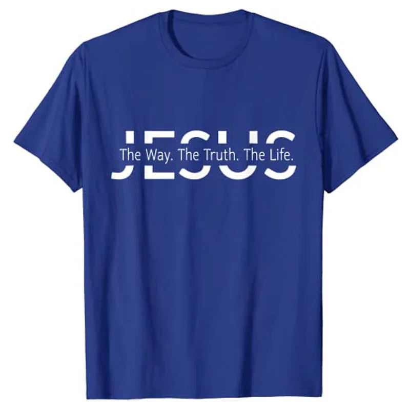 Christ Jesus The Way. The Truth. The Life Blessed Christians T-Shirt Faith Graphic Tee Casual Tops Short Sleeve Blouses Gifts