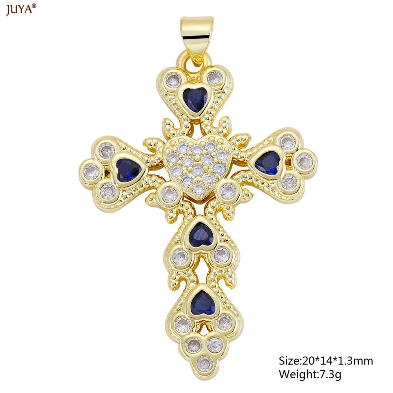 Christian Cross Charms Jesus Talisman Natural Stone Zirconia Pendant For DIY Women Necklaces Luxury Jewelry Making Accessories