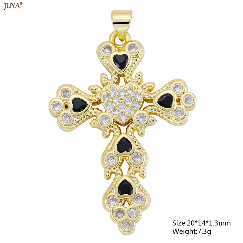 Christian Cross Charms Jesus Talisman Natural Stone Zirconia Pendant For DIY Women Necklaces Luxury Jewelry Making Accessories