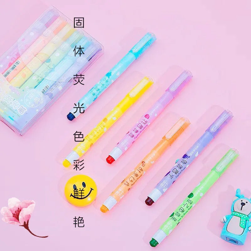 6 Colors/set Pastel Gel Highlighters Fragrance Bible Highlighters No Bleed Bible Art Markers Journaling School Supplies