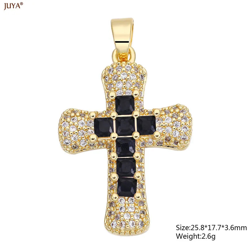 Christian Cross Charms Jesus Talisman Natural Stone Zirconia Pendant For DIY Women Necklaces Luxury Jewelry Making Accessories