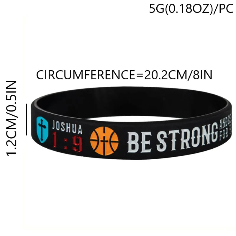1pc/3pcs Christian Bible Verse Basketball John 316 Joshua 19 Romans 828 rubber bracelet silicone wristband