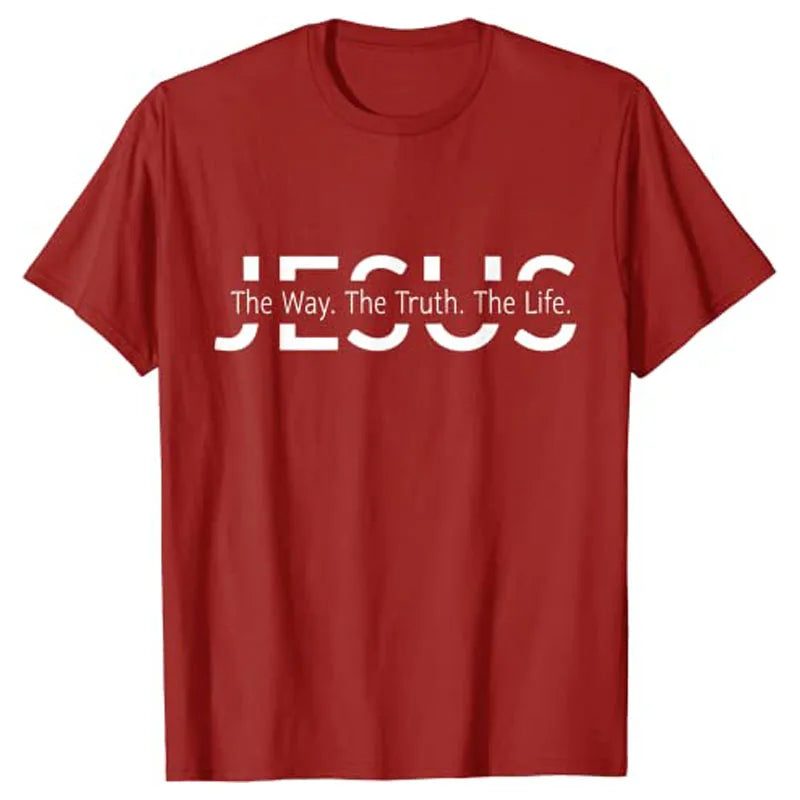 Christ Jesus The Way. The Truth. The Life Blessed Christians T-Shirt Faith Graphic Tee Casual Tops Short Sleeve Blouses Gifts