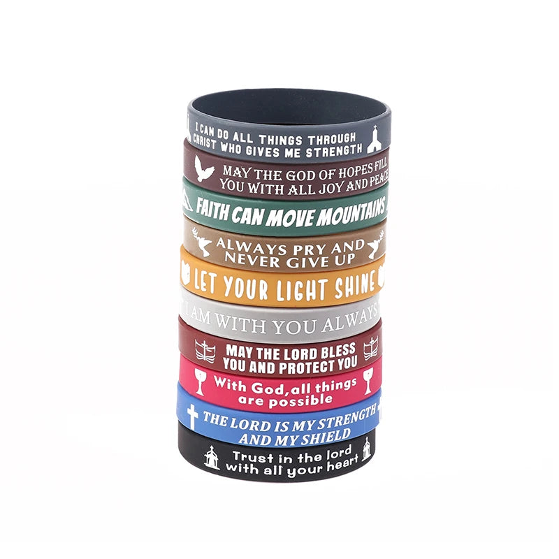 40Pcs Inspirational Bible Verse Silicone Bracelets Faith-Based Rubber Wristbands, Perfect Christian Gifts For Men, Women & Teens
