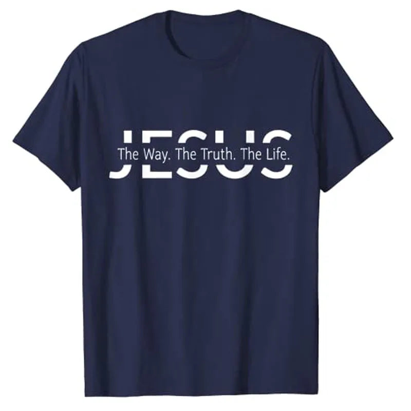 Christ Jesus The Way. The Truth. The Life Blessed Christians T-Shirt Faith Graphic Tee Casual Tops Short Sleeve Blouses Gifts