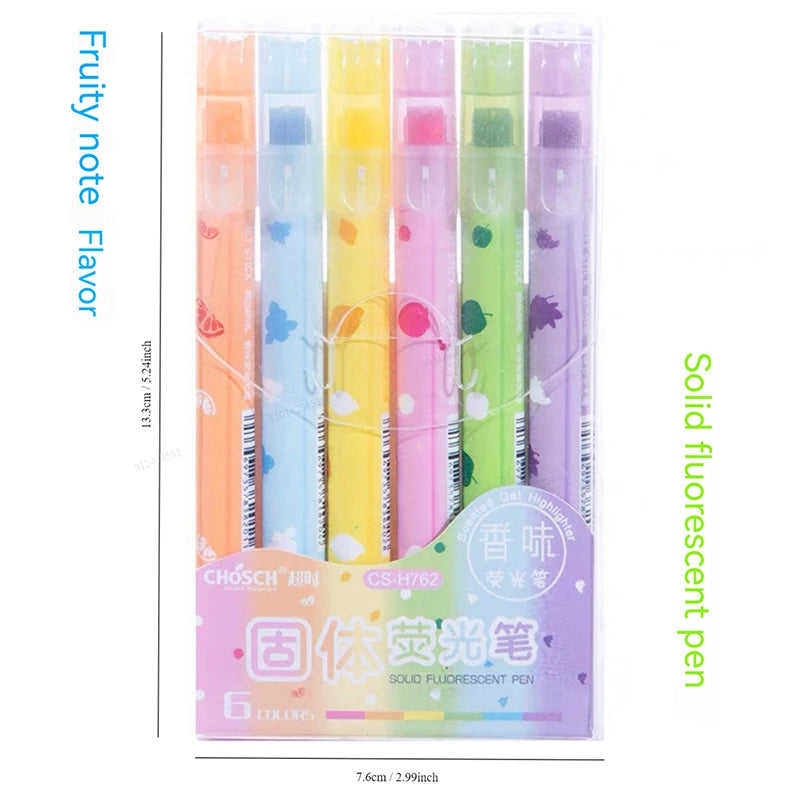 6 Colors/set Pastel Gel Highlighters Fragrance Bible Highlighters No Bleed Bible Art Markers Journaling School Supplies