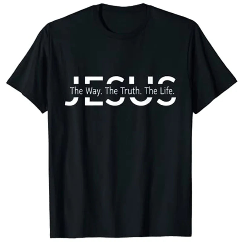 Christ Jesus The Way. The Truth. The Life Blessed Christians T-Shirt Faith Graphic Tee Casual Tops Short Sleeve Blouses Gifts